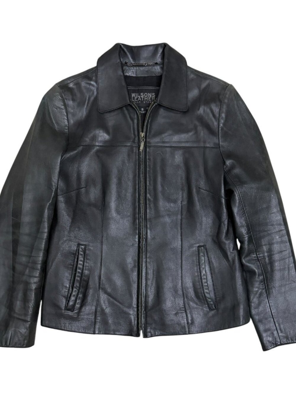 WILSONS LEATHER Jacket Business Casual Luxury Black Coat Womens Small